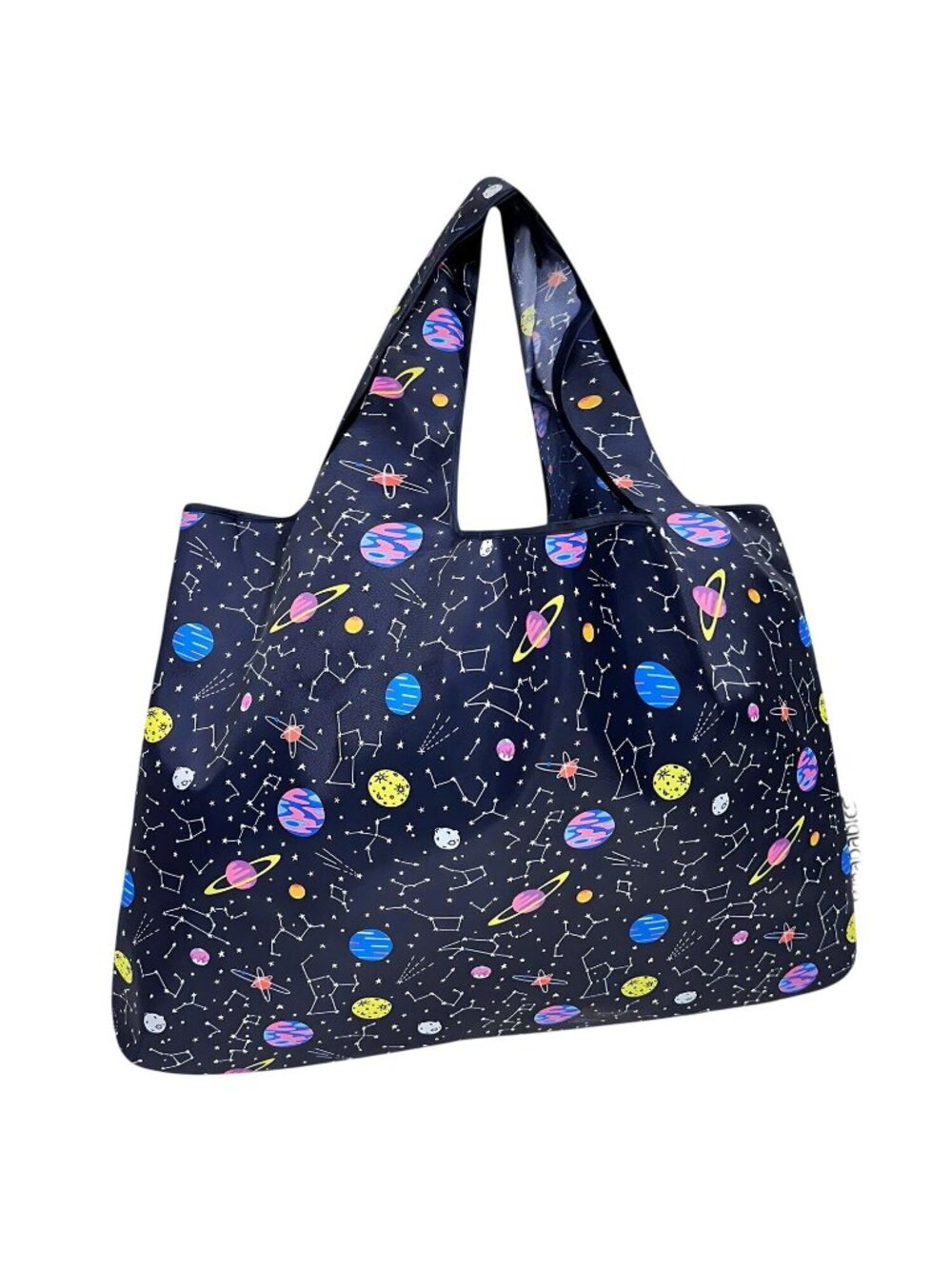 NEW Wrapables Nylon Reusable Grocery Tote Bag Outer Space Blue Multi Large